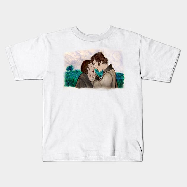 Pride and Prejudice Watercolor Painting Kids T-Shirt by Le petit fennec